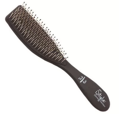 Фото товару Щітка для укладки Essential Style Wet Thick Hair Memory Flex Bristles Matt Black для посіченого волосся штучна щетина