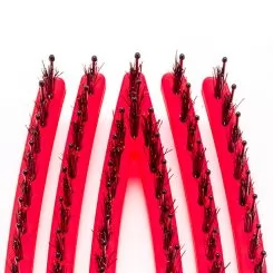 Фото Щетка для укладки Finger Brush Neon Pink изогнутая комбинированная щетина - 4