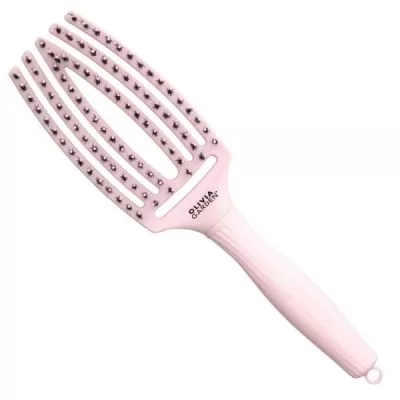 Фото товару Щітка для укладки Finger Brush Combo Pastel Pink Medium вигнута комбінована щетина