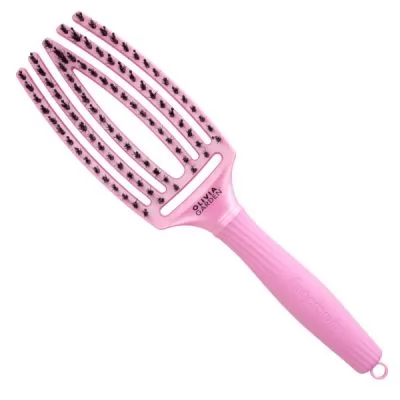 Щетка для укладки Finger Brush Care Iconic Boar&Nylon Celestial Pink изогнутая комбинированная щетина (ID1863)