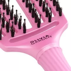 Фото Щетка для укладки Finger Brush Care Iconic Boar&Nylon Celestial Pink изогнутая комбинированная щетина - 6